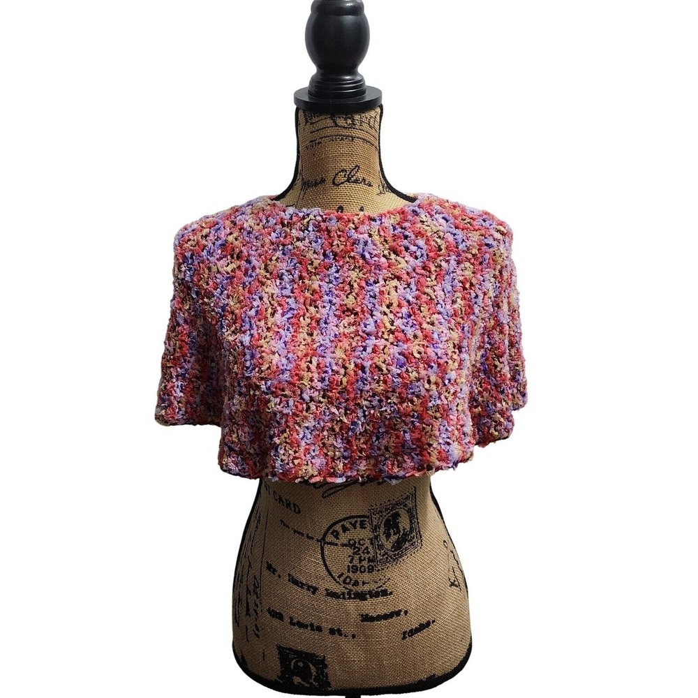 Dragon in‎ Knots Crochet Bolero Shrug  Button Closure Colorful Handmade One Size